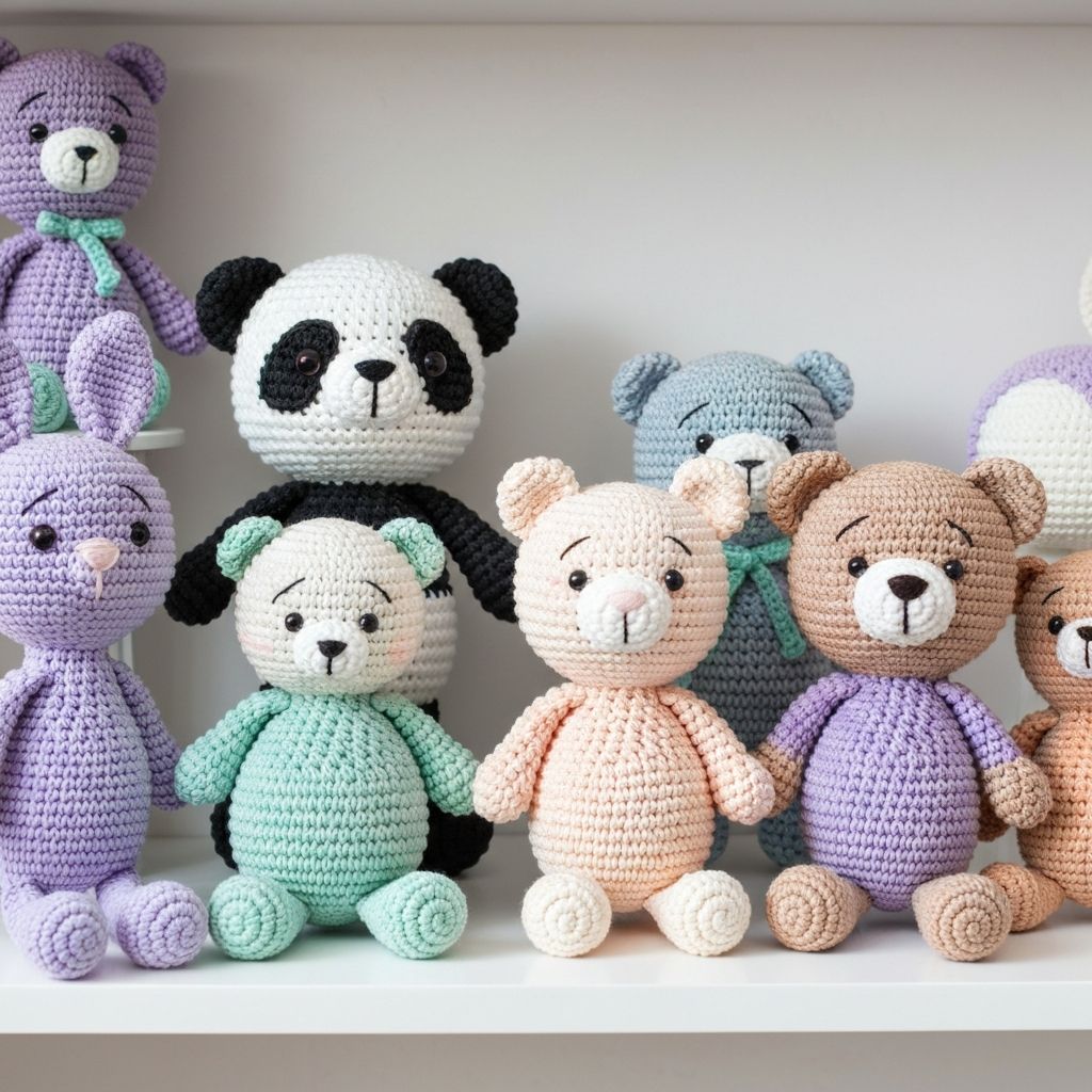 Handcrafted amigurumi display